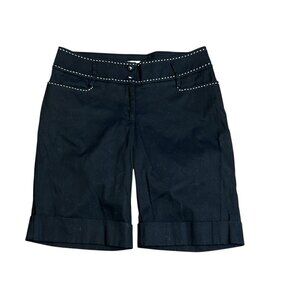 White House Black Market Black White Overstitching Bermuda Shorts Size 4